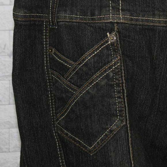 ASHLEY STEWART Jeans Denim Wide Leg Mid Rise Statement Waist Pockets Black 16W - Picture 4 of 14